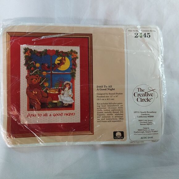 The Creative Circle "To All A Good Night" Vintage 1988 Cross Stitch Kit #2445 - Picture 2 of 6